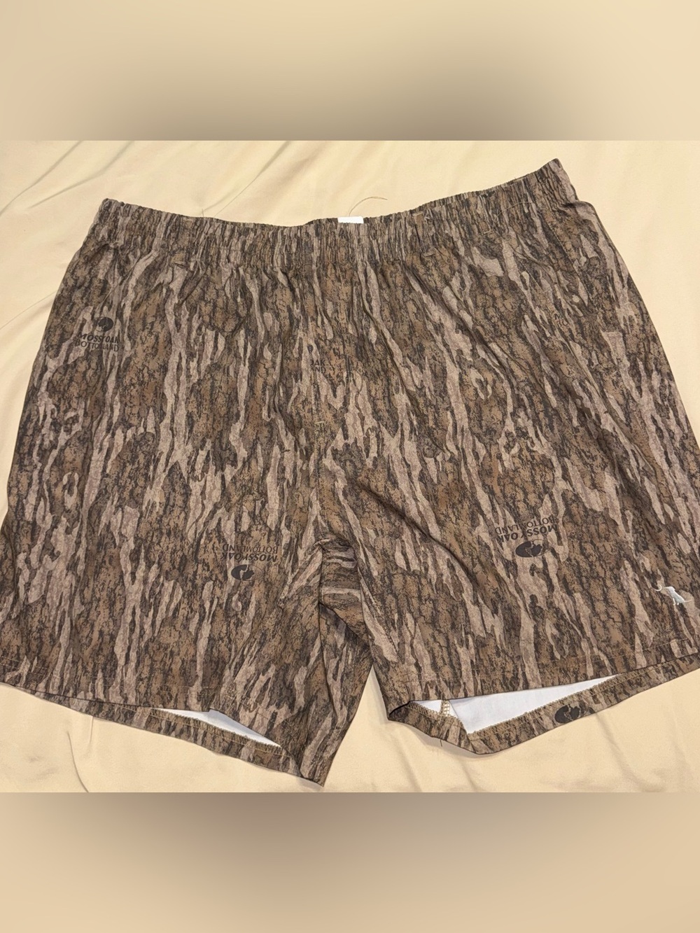 Camo Bark-Print Athletic Shorts